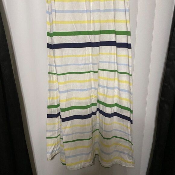 OldNavy green/yellow/blue striped strapless Maxi - Picture 2 of 5